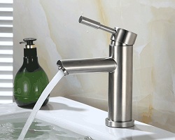 Vòi Lavabo nóng lạnh (trụ tròn, vòi thẳng) SUS304 - Hàng Cao cấp HVMMA ITALIA